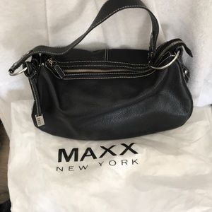 Maxx New York Black Peeble Leather Hobo Bag